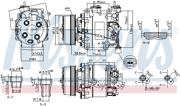 NISSENS 890155 Compressore, Climatizzatore-Compressore, Climatizzatore-Ricambi Euro