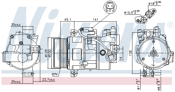 NISSENS 89043 Compressore, Climatizzatore-Compressore, Climatizzatore-Ricambi Euro