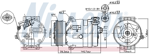 NISSENS 89057 Compressore, Climatizzatore-Compressore, Climatizzatore-Ricambi Euro