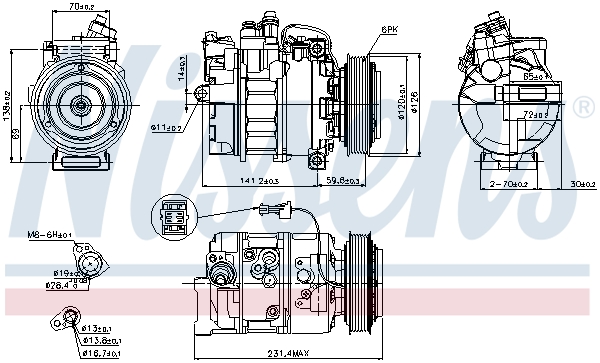 NISSENS 89208 Compressore, Climatizzatore-Compressore, Climatizzatore-Ricambi Euro