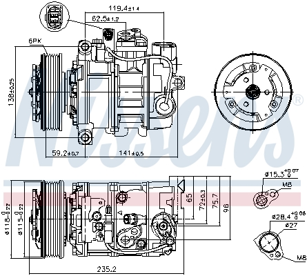 NISSENS 89529 Compressore, Climatizzatore-Compressore, Climatizzatore-Ricambi Euro