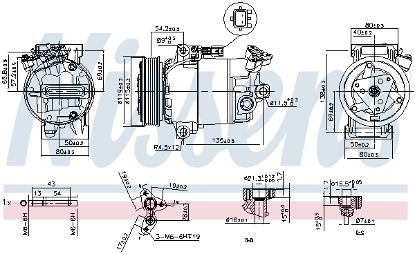 NISSENS 89608 Compressore, Climatizzatore-Compressore, Climatizzatore-Ricambi Euro