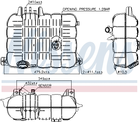 NISSENS 996069 kiegyenlítőtartály, hűtőfolyadék RENAULT TRUCKS VOLVO
