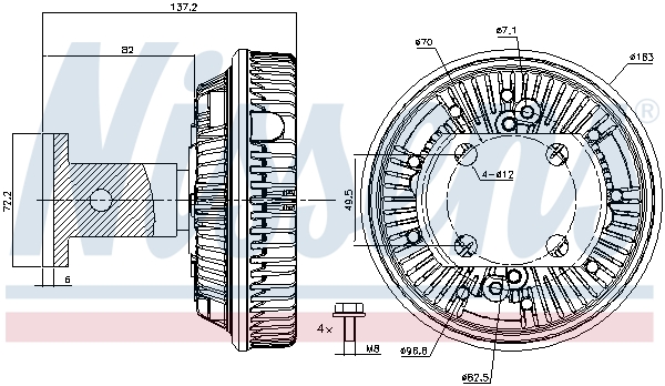 NISSENS 86138 Συμπλέκτης, βεντιλατέρ ψυγείου for DAF