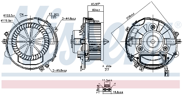 NISSENS 87588 Interior Blower for MAN SKODA VW