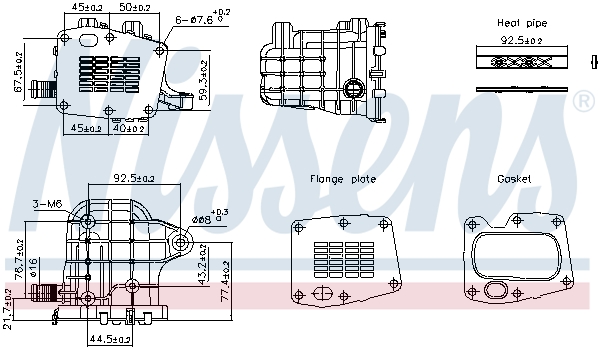 NISSENS 989493 Cooler, exhaust gas recirculation for CITROËN DS FIAT FORD OPEL PEUGEOT VAUXHALL