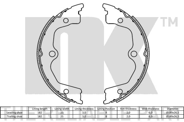 NK 2726855 Bremsbackensatz, Feststellbremse