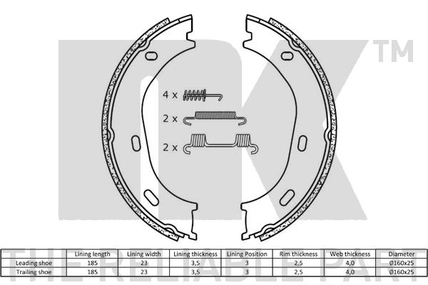 Brake Shoe Set, parking brake 2