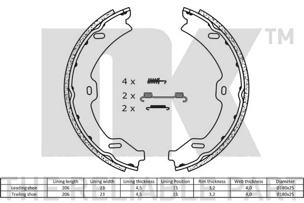 Brake Shoe Set, parking brake 2