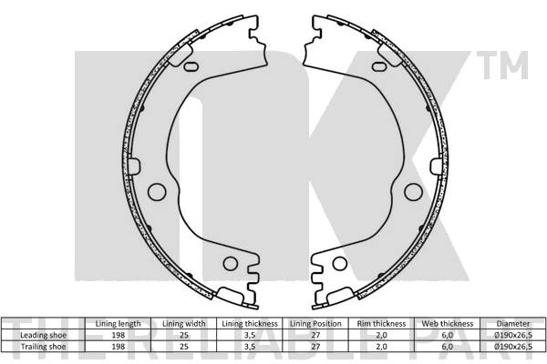 NK 2735834 Bremsbackensatz, Feststellbremse