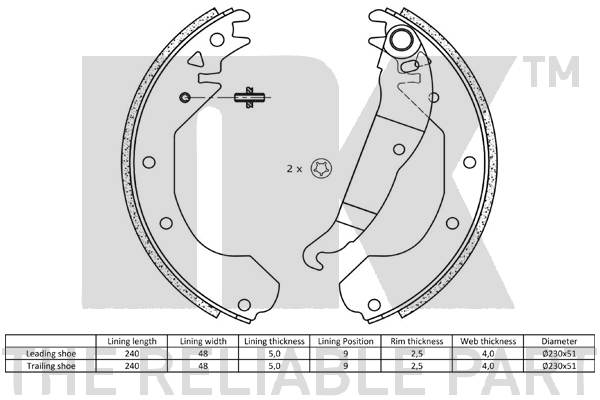 NK 2736410 Bremsbackensatz