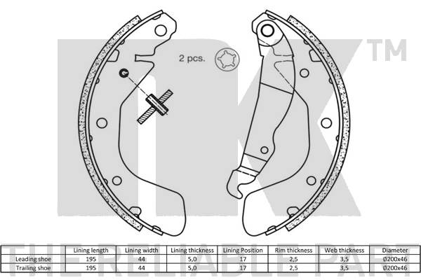 NK 2736540 Bremsbackensatz