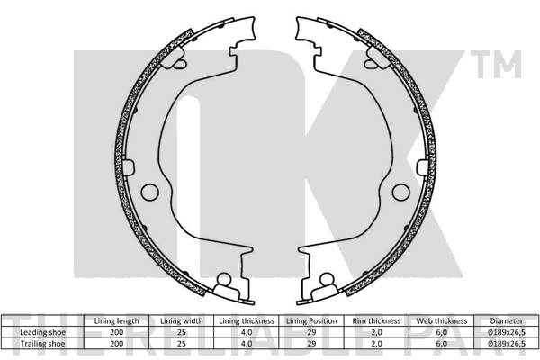 NK 2736822 Bremsbackensatz, Feststellbremse