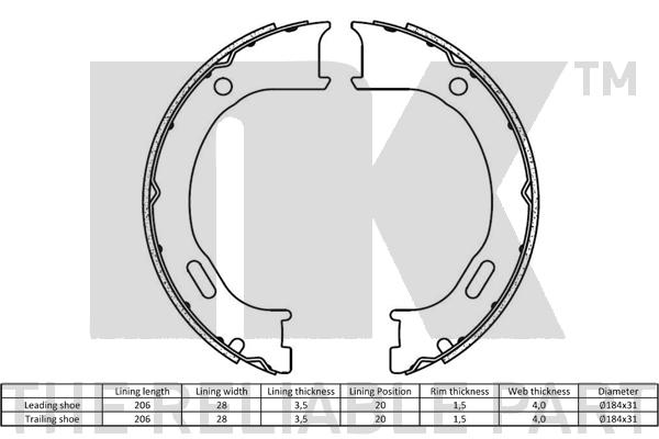 NK 2793876 Bremsbackensatz, Feststellbremse