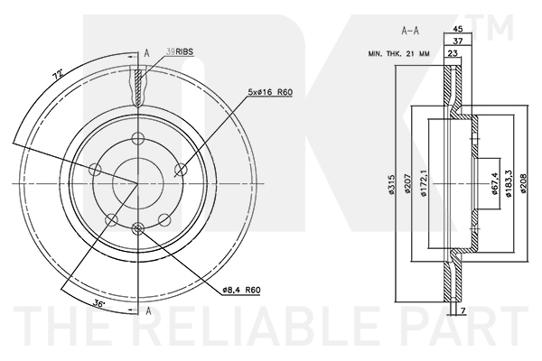 NK 313688 Bremsscheibe
