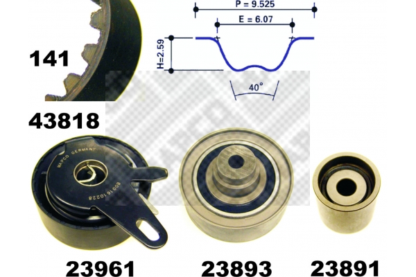 MAPCO 23818 Σετ οδοντωτού ιμάντα for VW