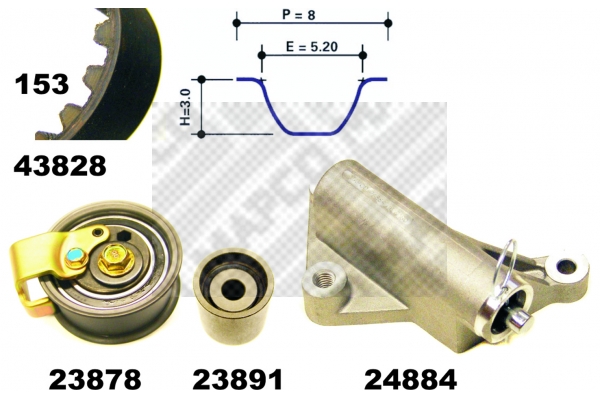 MAPCO 23833 Σετ οδοντωτού ιμάντα for AUDI VW