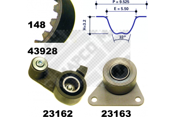 MAPCO 23928 Σετ οδοντωτού ιμάντα for RENAULT VOLVO