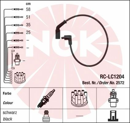 NGK 2572 Kit cavi accensione-Kit cavi accensione-Ricambi Euro