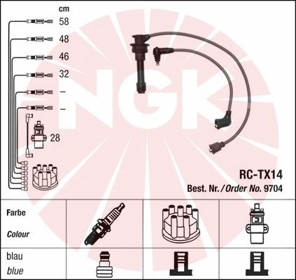 NGK 9704 Kit cavi accensione-Kit cavi accensione-Ricambi Euro