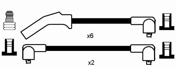 NGK 7406 Kit cavi accensione-Kit cavi accensione-Ricambi Euro