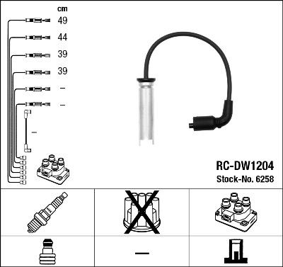 NGK 6258 Kit cavi accensione-Kit cavi accensione-Ricambi Euro