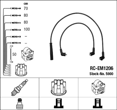 NGK 5900 Kit cavi accensione-Kit cavi accensione-Ricambi Euro