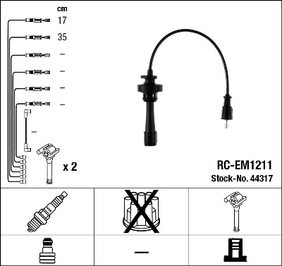 NGK 44317 Kit cavi accensione-Kit cavi accensione-Ricambi Euro