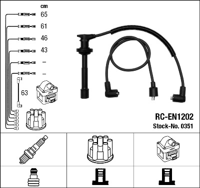 NGK 0351 Kit cavi accensione-Kit cavi accensione-Ricambi Euro