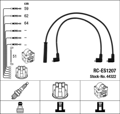 NGK 44322 Kit cavi accensione-Kit cavi accensione-Ricambi Euro