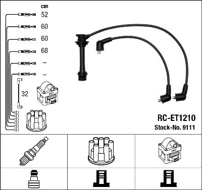 NGK 9111 Kit cavi accensione-Kit cavi accensione-Ricambi Euro