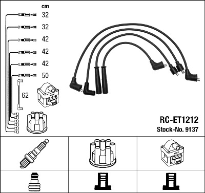 NGK 9137 Kit cavi accensione-Kit cavi accensione-Ricambi Euro