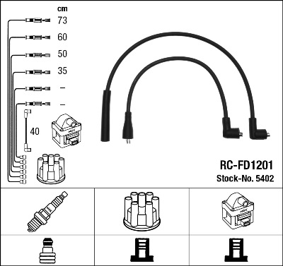 NGK 5402 Kit cavi accensione-Kit cavi accensione-Ricambi Euro