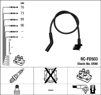 NGK 0598 Kit cavi accensione-Kit cavi accensione-Ricambi Euro