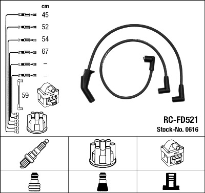 NGK 0616 Kit cavi accensione-Kit cavi accensione-Ricambi Euro