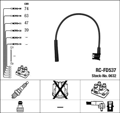 NGK 0632 Kit cavi accensione-Kit cavi accensione-Ricambi Euro