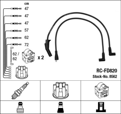 NGK 8562 Kit cavi accensione-Kit cavi accensione-Ricambi Euro