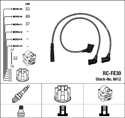 NGK 8612 Kit cavi accensione-Kit cavi accensione-Ricambi Euro