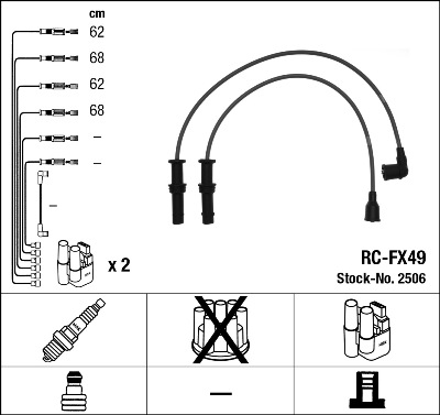 NGK 2506 Kit cavi accensione-Kit cavi accensione-Ricambi Euro