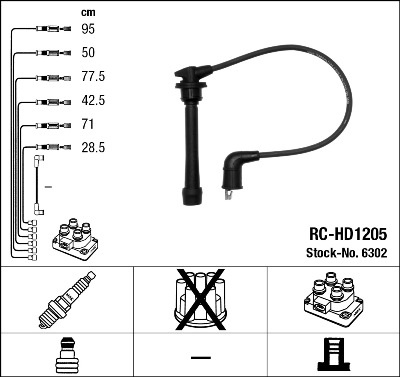 NGK 6302 Kit cavi accensione-Kit cavi accensione-Ricambi Euro