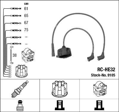 NGK 9105 Kit cavi accensione-Kit cavi accensione-Ricambi Euro