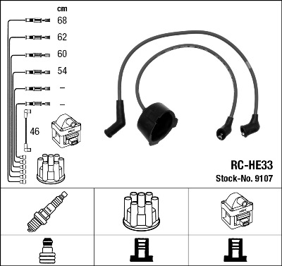 NGK 9107 Kit cavi accensione-Kit cavi accensione-Ricambi Euro