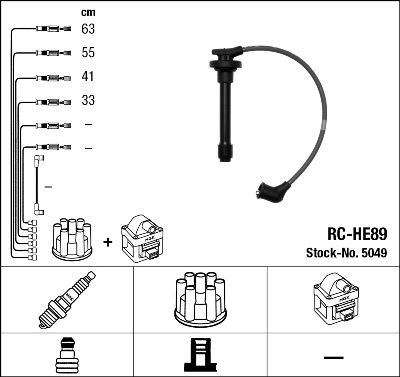 NGK 5049 Kit cavi accensione-Kit cavi accensione-Ricambi Euro