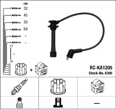 NGK 6306 Kit cavi accensione-Kit cavi accensione-Ricambi Euro