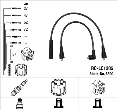 NGK 5590 Kit cavi accensione-Kit cavi accensione-Ricambi Euro