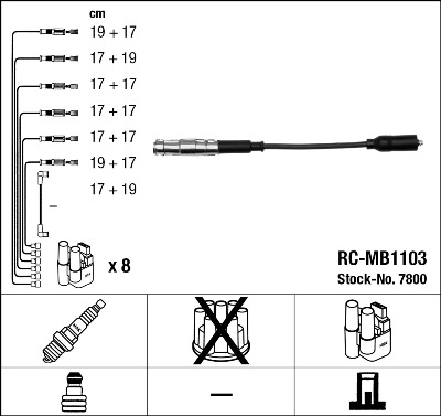 NGK 7800 Kit cavi accensione-Kit cavi accensione-Ricambi Euro