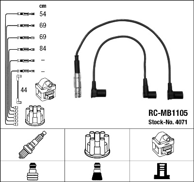 NGK 4071 Kit cavi accensione-Kit cavi accensione-Ricambi Euro