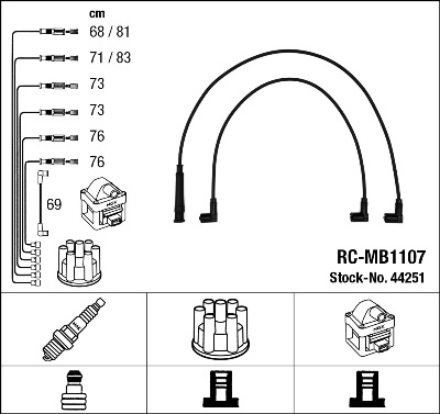 NGK 44251 Kit cavi accensione-Kit cavi accensione-Ricambi Euro