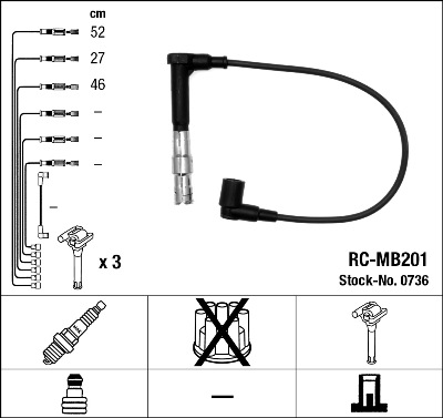 NGK 0736 Kit cavi accensione-Kit cavi accensione-Ricambi Euro