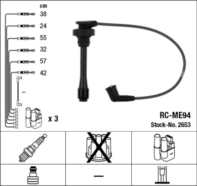 NGK 2653 Kit cavi accensione-Kit cavi accensione-Ricambi Euro